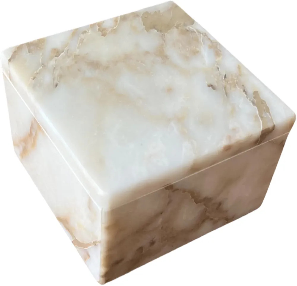 Natural Marble Ring Jewelry Box Cotton Swab Storage Box with Lid Storage Box (Calacatta Gold) | Amazon (US)