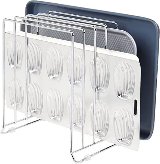 mDesign X-Large Steel Storage Tray Organizer Rack for Kitchen Cabinet - Divided Holder with 5 Slo... | Amazon (US)