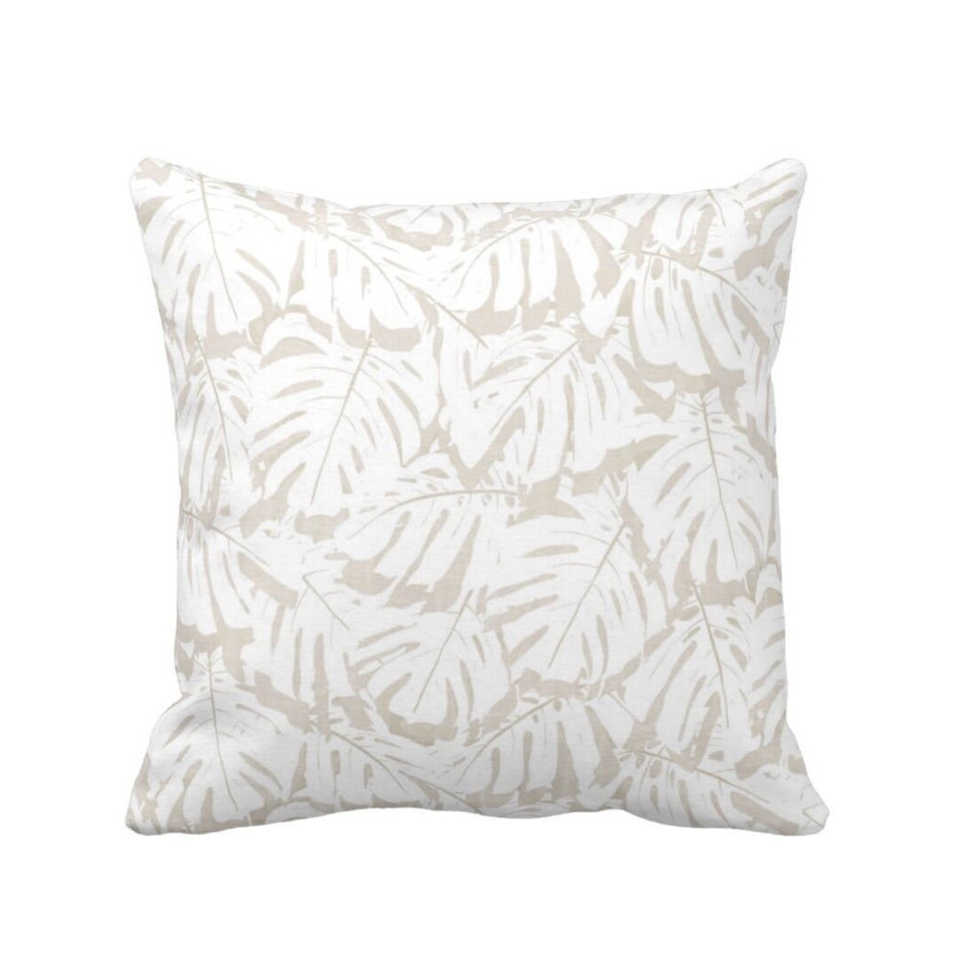 Palm Print Throw Pillow or Cover, Sand/White 16, 18, 20, 22, 26" Sq Pillows or Covers, Beige/Tan ... | Etsy (US)