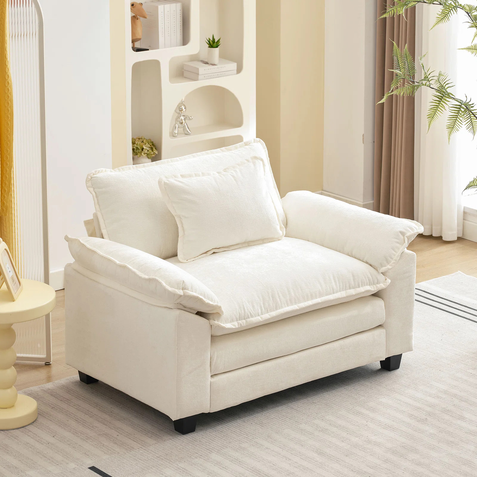 53" Comfy Cloud Couch Deep Seat Sofa Chair With Throw Pillow For Living Room Bedroom | Wayfair North America