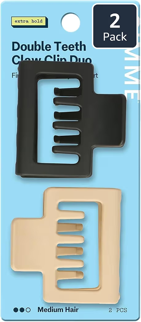 Gimme Beauty Square Double Teeth Claw Clip - Extra Grip Accessory Set - Perfect for Medium Hair -... | Amazon (US)