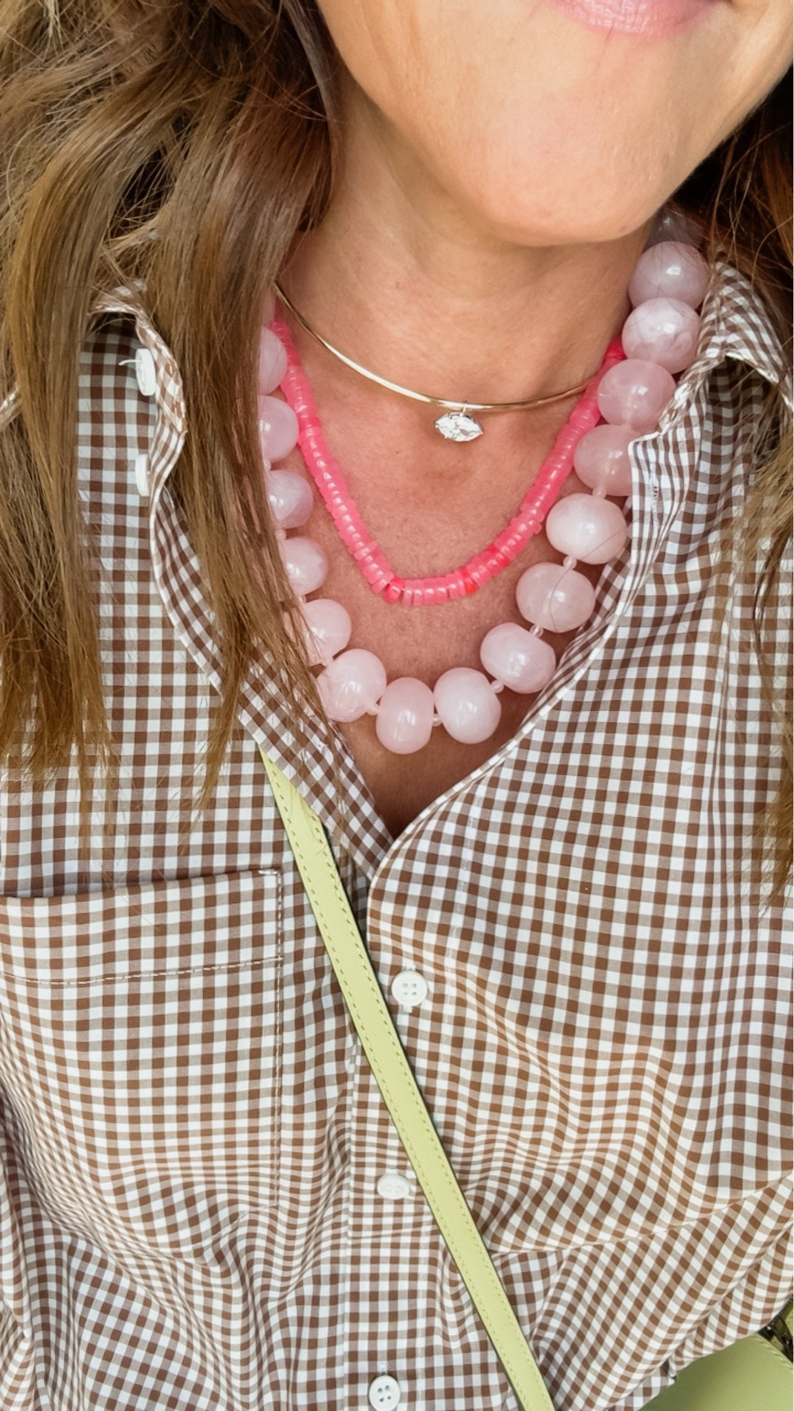 Necklace stack today
Gold necklace - 20% off code: take20
Little pink - use code: twopeasinablog20
Big pink - 20% off at Baublebar 
XS top

#LTKootd #LTKmomlife #LTKSaleAlert