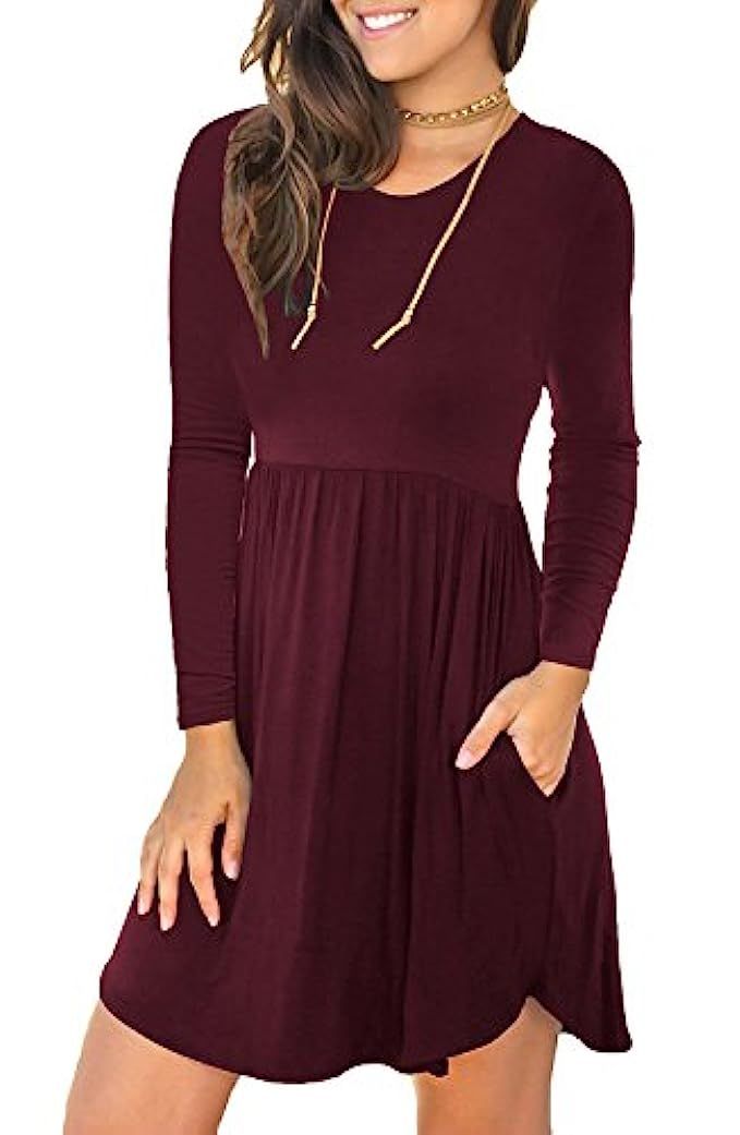 Unbranded Women's Sleeveless Loose Plain Dresses Casual Short Dress with Pockets | Amazon (US)