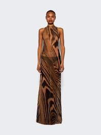 Zebra Printed Sheer Mesh Dress Beige And Black  | The Webster | The Webster