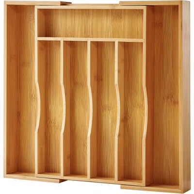 Expandable Bamboo Kitchen Drawer Organizer For Cutlery And Utensils, Adjustable Bamboo Wood Cutlery Tray In Drawer For Flatware And Silverware In Kitc | Wayfair Professional
