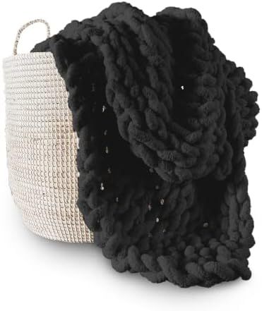 Adyrescia Chunky Knit Blanket Throw | 100% Hand Knit with Jumbo Chenille Yarn (50"x60", Raven Bla... | Amazon (US)