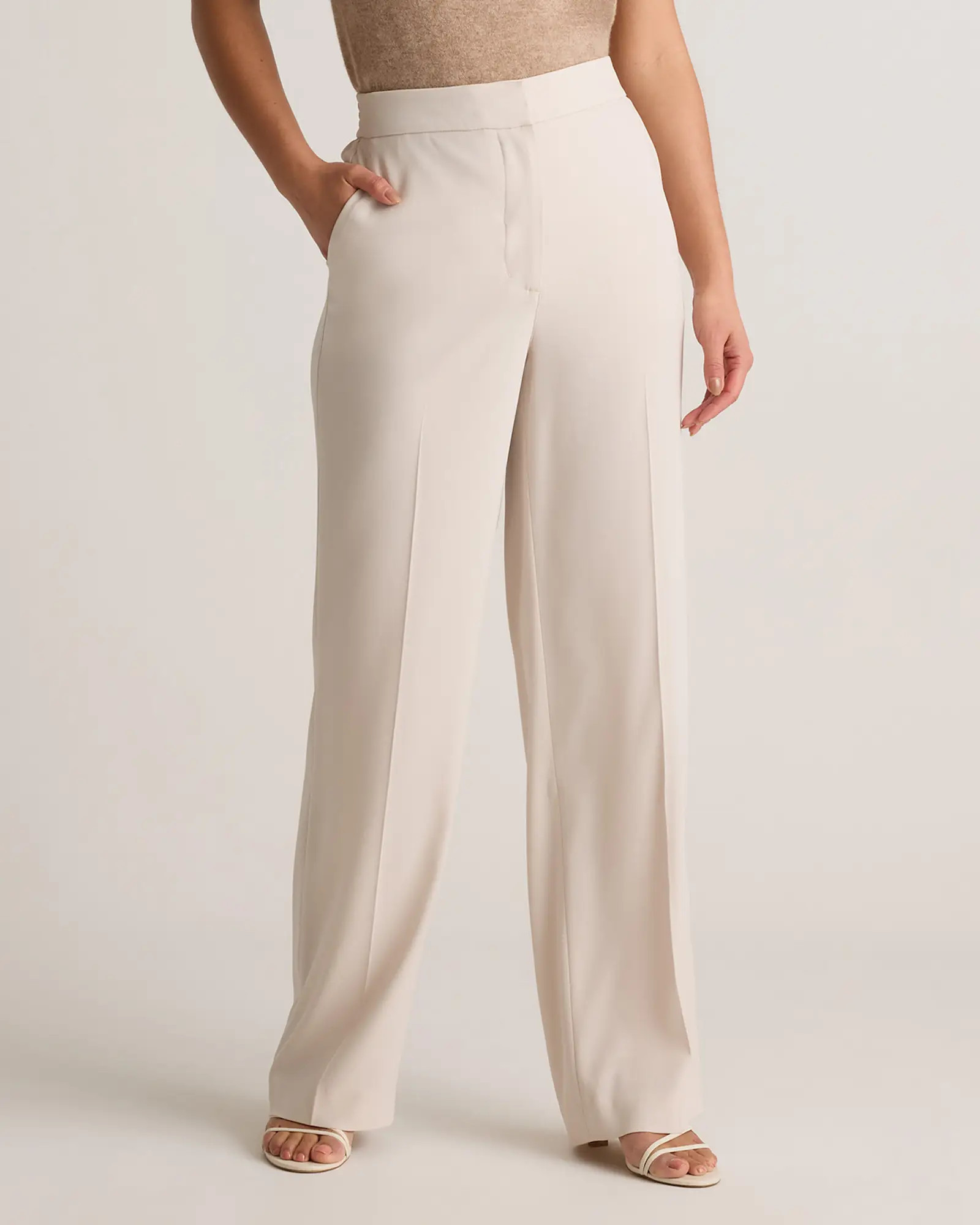 Stretch Crepe Classic Trouser Pants in Textured Sand | Quince