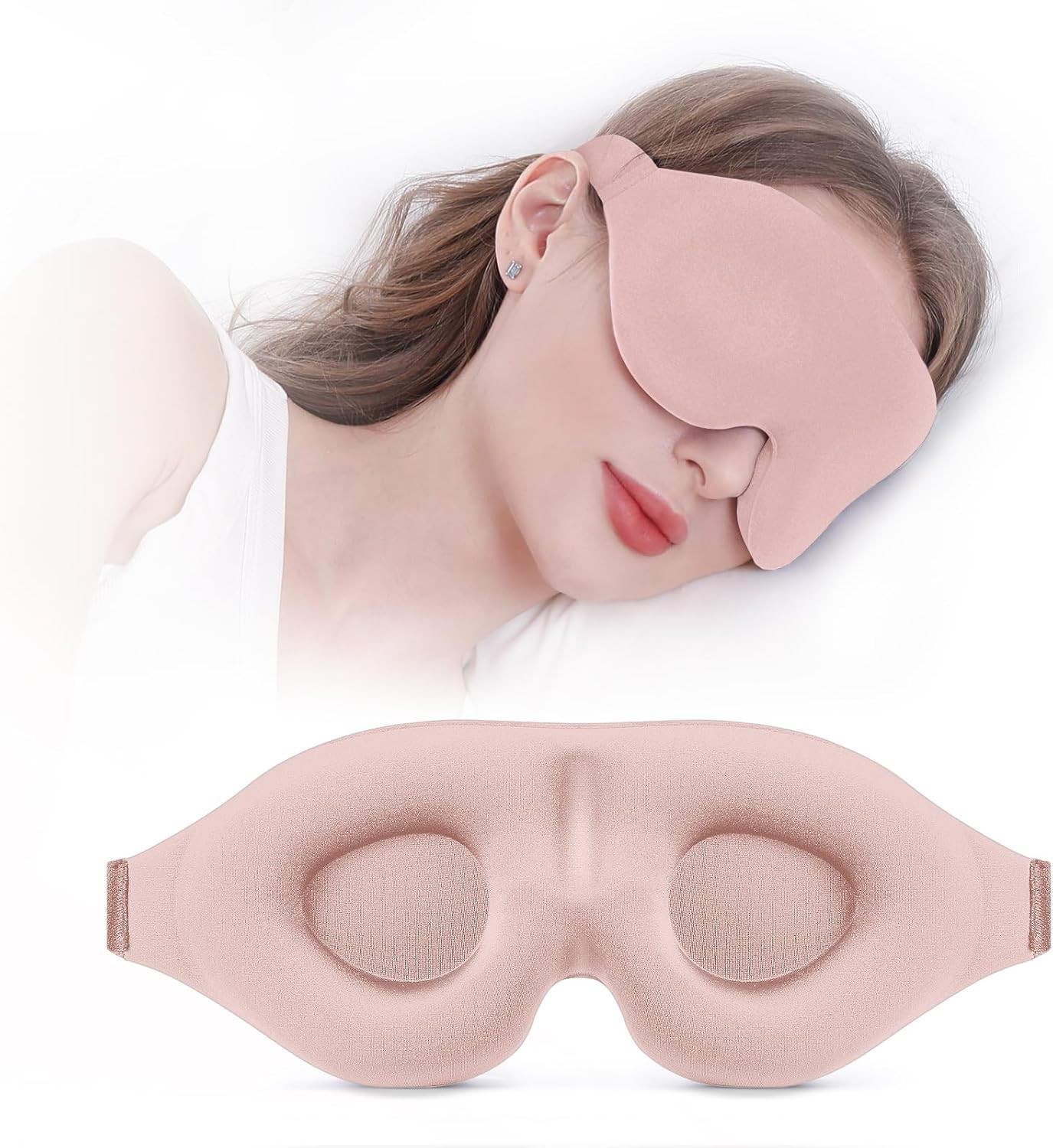 YIVIEW Sleep Mask for Side Sleeper, Complete Light Blocking 3D Pink Sleeping Eye Mask, Soft Breat... | Amazon (US)