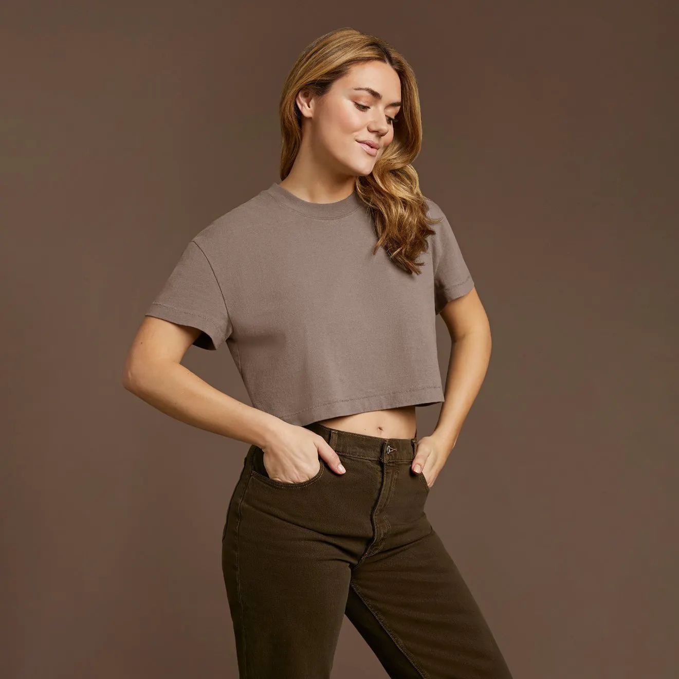 Women's Cropped Tee - Mocha - nuuds | nuuds