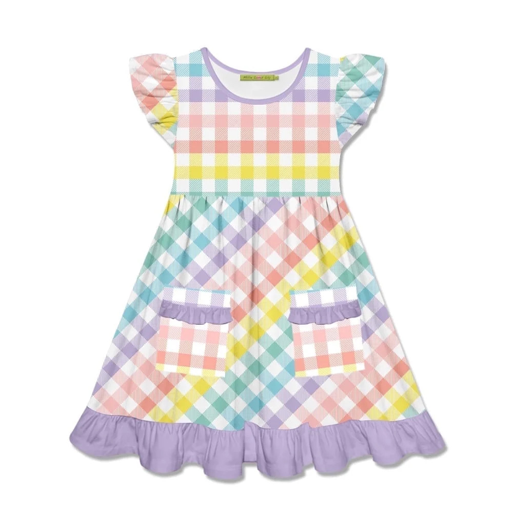 Millie Loves Lily Girls Pastel Gingham Check 2-Pocket Dress,Big Girls,Size 8 | Walmart (US)