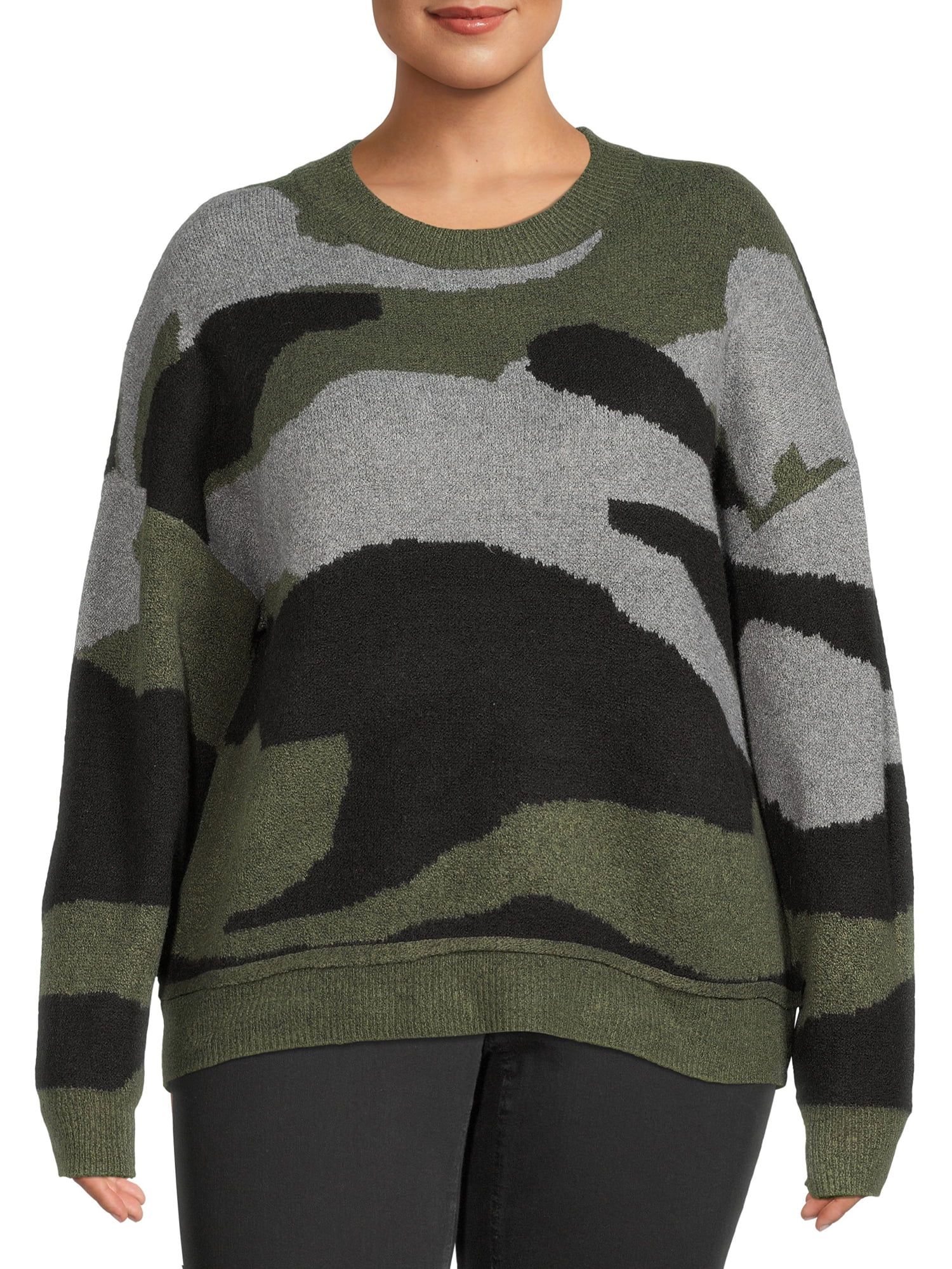 Terra & Sky Long Sleeve Pullover Mock Neck Drop Shoulder Sweater, Sea Turtle | Walmart (US)