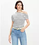 Stripe Ruched Off The Shoulder Top | LOFT