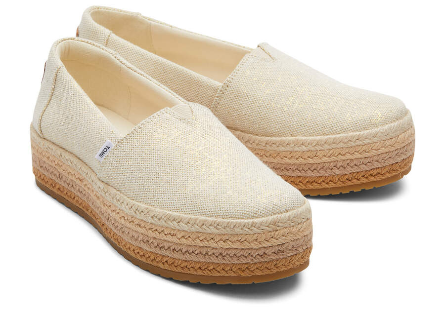 Women's Tan Metallic Valencia Platform Espadrille Slip On | TOMS | TOMS (US)