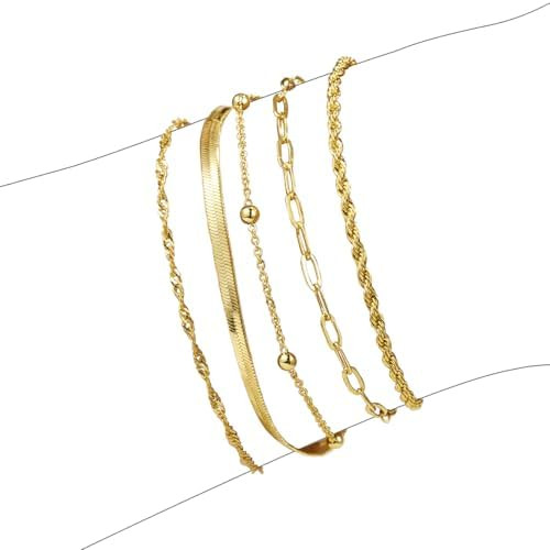 BERISO Gold Bracelets for Women, Elegant Adjustable 14K Gold Plated Bracelet for Women, Trendy Mi... | Amazon (US)