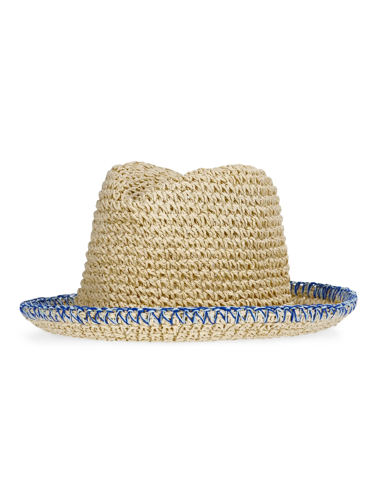 No Boundaries Straw Fedora, Women's, Blue | Walmart (US)