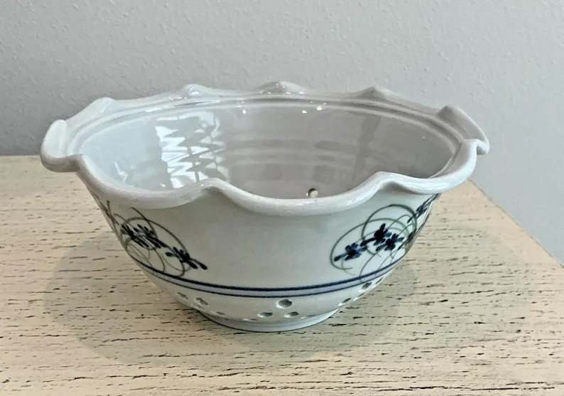 Jensen Turnage Berry Bowl With Under Plate Pottery Blue Iris Floral - Etsy | Etsy (US)