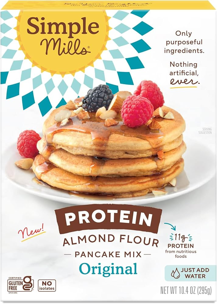 Simple Mills Just Add Water Almond Flour Pancake Mix, Original Protein - Gluten Free, Plant Based... | Amazon (US)