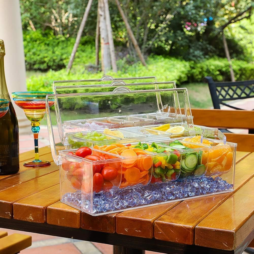 VWMYQ Condiment Server, Tray, ice Party Serving bar, Chilled Caddy, bar Garnish Holder on ice, Di... | Amazon (US)
