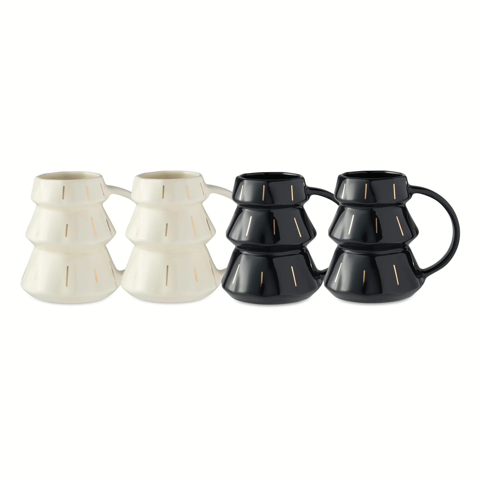 Thyme & Table 15 fl oz 4-Pack of Tree Shape Ceramic Mugs in White and Black - Walmart.com | Walmart (US)