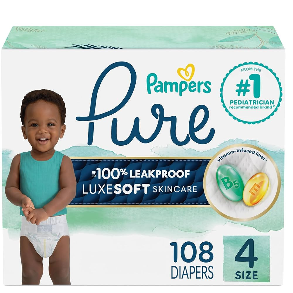 Pampers Pure Protection Baby Diapers, Size 4 (22-37 lbs), 108 Count, Up to 100% Leakproof, Premiu... | Amazon (US)