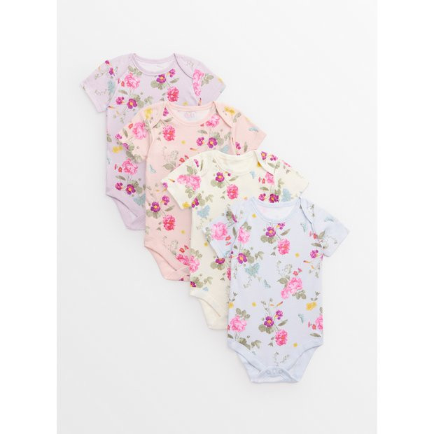 Buy Floral Bloom Pastel Short Sleeve Bodysuits 4 Pack 18-24 months | Bodysuits | Tu | Tu Clothing