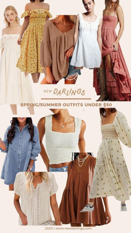 Affordable spring dresses and spring outfit ideas under $50. Love the look of these. They remind me of free people looks so much! Some of these would make great Easter dresses too! 

#LTKstyletip #LTKSeasonal #LTKFestival