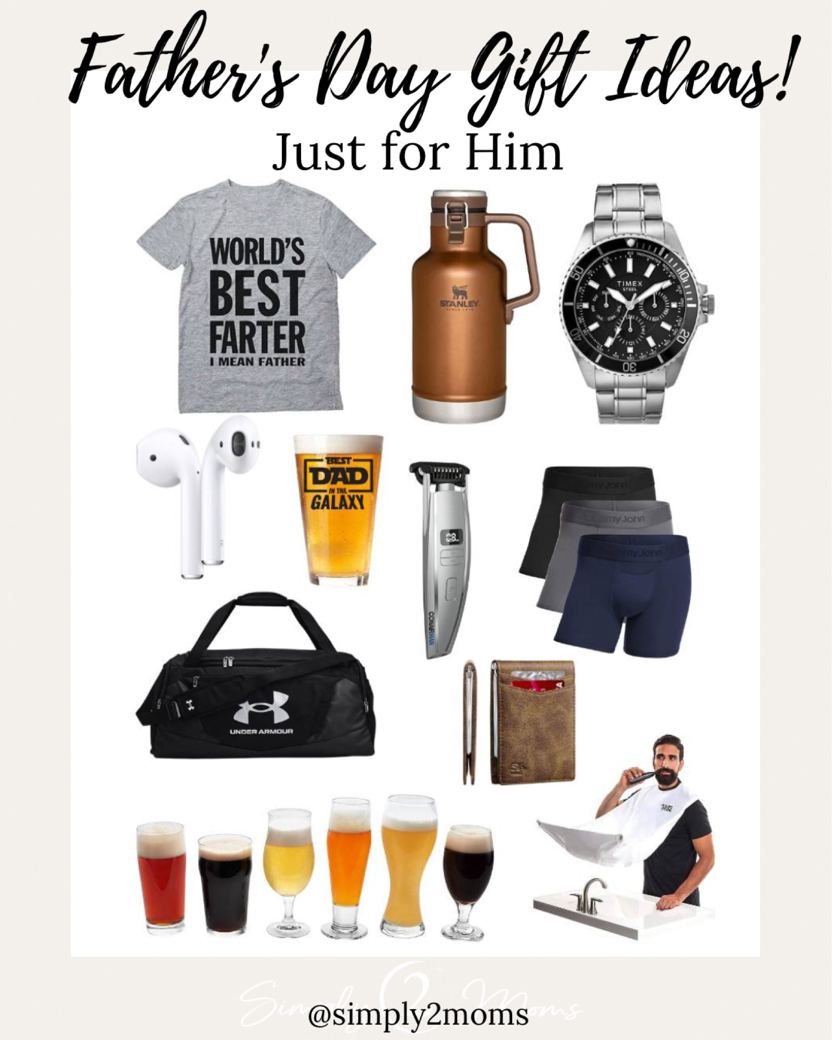 Get dad some thing amazing this year. Don’t settle for the same old tie. You get him every year. Check out these fun ideas that dad is sure to love. Funny T-shirts or beer glasses. A Classic stylish watch. Apple AirPods, and more.

#LTKGiftGuide #LTKmens #LTKSeasonal