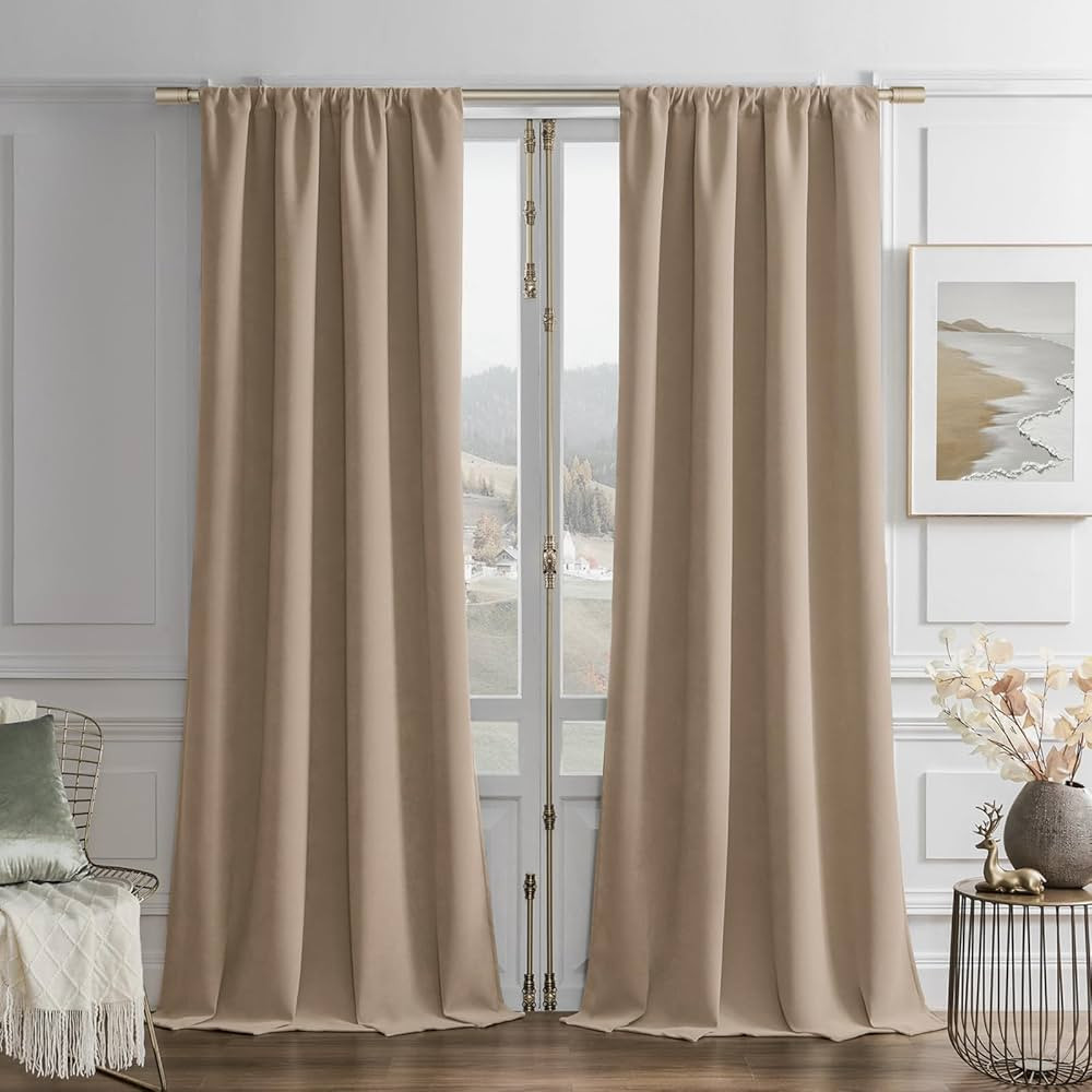 Joydeco Toffee Brown Velvet Curtains 96 Inches Long 2 Panels, Soft Luxury Thermal Insulated Room ... | Amazon (US)
