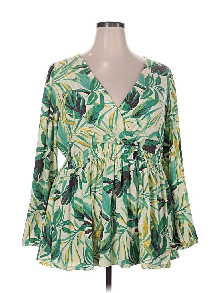 Torrid Tropical Green Long Sleeve Blouse Size 3X Plus (3) - 64% off | ThredUp (US)