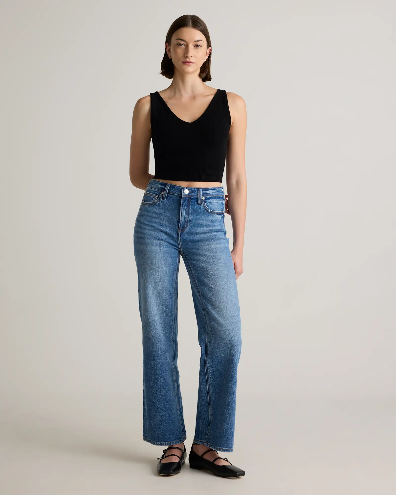 Bella Stretch Relaxed Straight Jeans | Quince