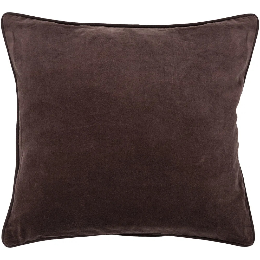 Velvet Throw Pillow Accent Pillow Authentic Handmade Square Down Fill Brown Solid With Brown Cott... | Wayfair North America