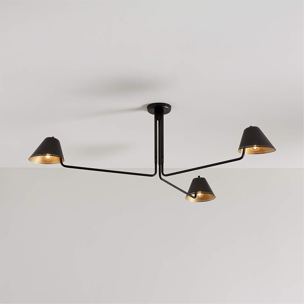 Jensen Black Metal Semi-Flushmount Light 55" + Reviews | Crate & Barrel | Crate & Barrel