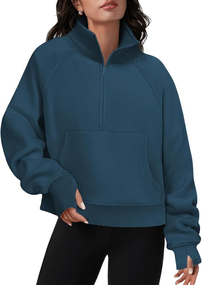 ATHMILE Womens Sweatshirts Half Zip Cropped Pullover Fleece Quarter Zipper Hoodies Fall outfits C... | Amazon (US)