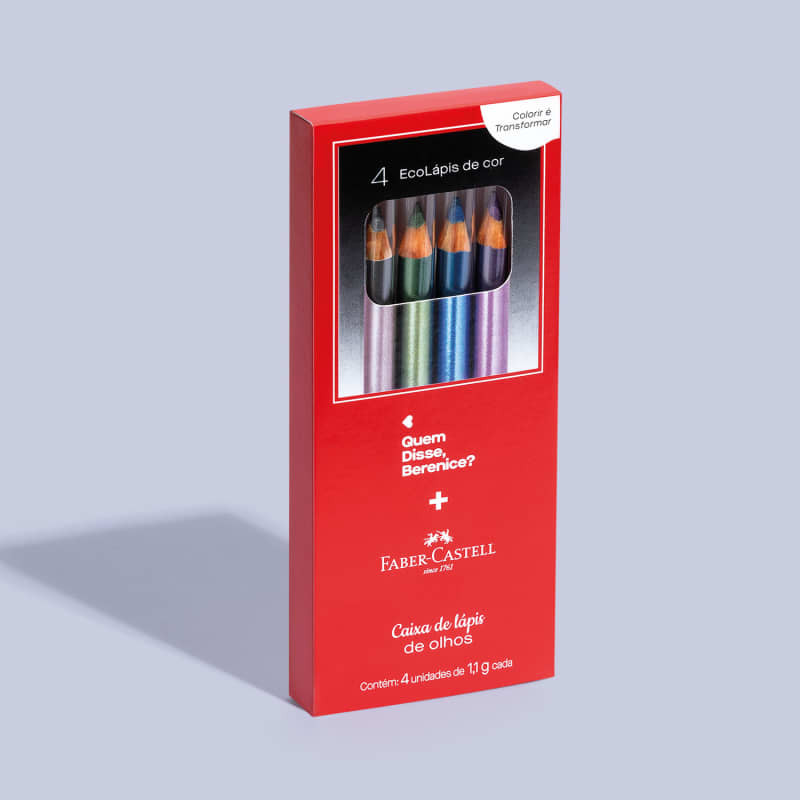 Caixa de Lápis metalizados para Olhos QDB E Faber-Castell 4x 1,1g cada | QuemDisseBerenice (BR)