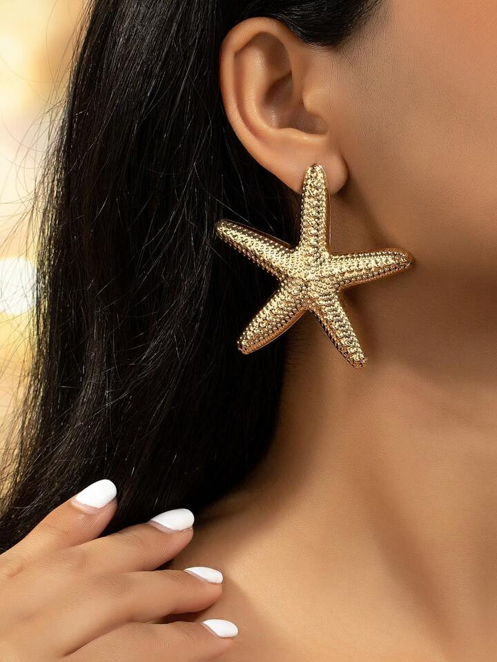1pair Irregular Geometric Seastar Shaped Pendant Earrings In European And American Nautical Style... | SHEIN