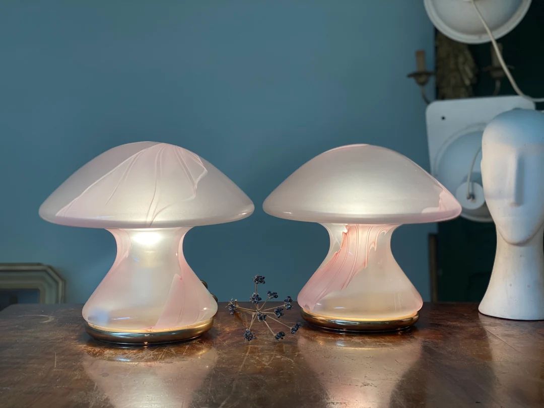 Pair of Murano Mushrooms Lamp  Murano Table Lamp Murano Bedside Lamp Italian Mid Century Design L... | Etsy (US)
