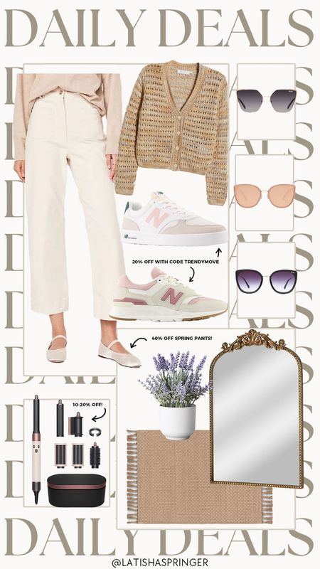 Daily deals! Spring trousers on sale, New Balance sneakers, spring home decor and more! 

#dailydeals

Gold deco mirror. Walmart deals. Spring pants. Spring cardigan. Sephora savings event. Dyson air wrap on sale. QUAY sunglasses  

#LTKSeasonal #LTKstyletip #LTKsalealert