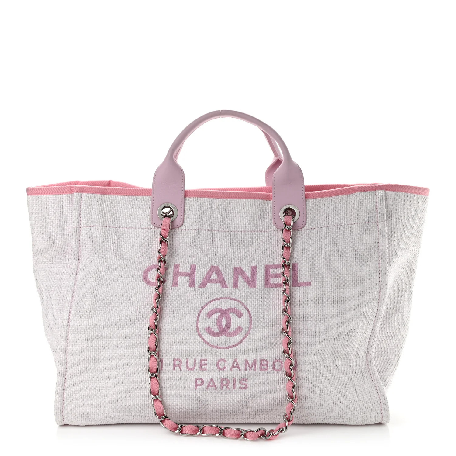 Woven Straw Raffia Medium Deauville Tote Pink | FASHIONPHILE (US)