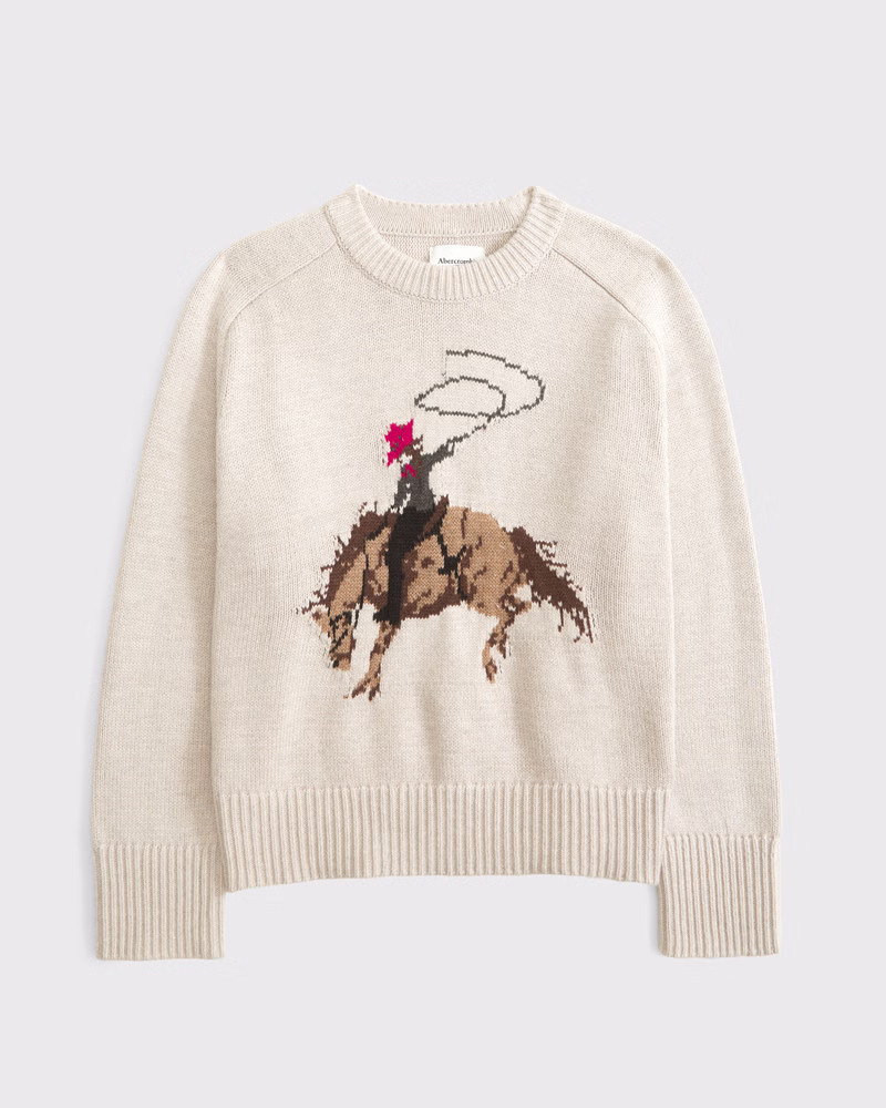 Abercrombie & Fitch Women's The A&F Madeline Cowgirl Crew Sweater in Light Brown - Size M | Abercrombie & Fitch (US)