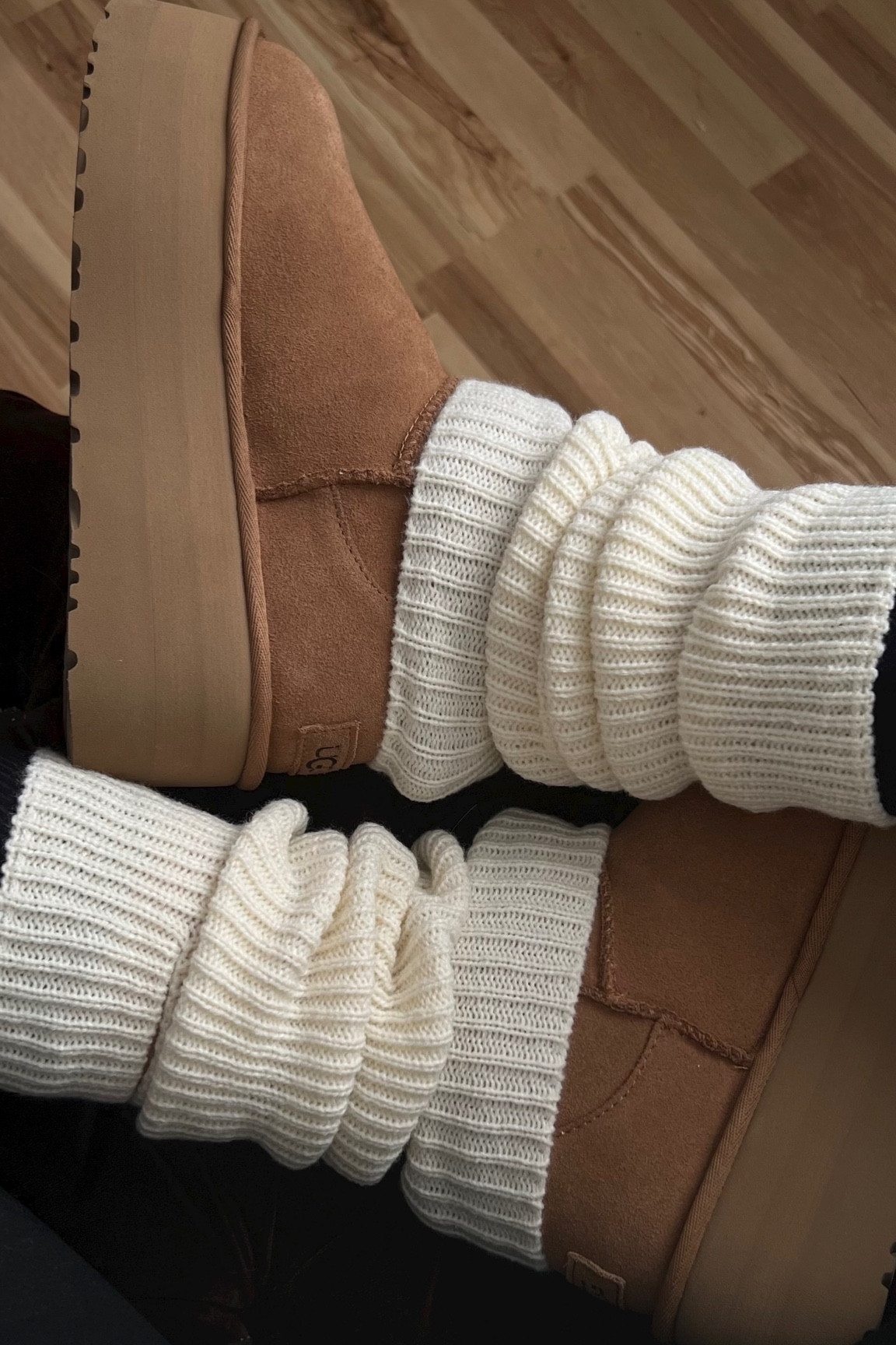 chunky leg warmers & UGGs 