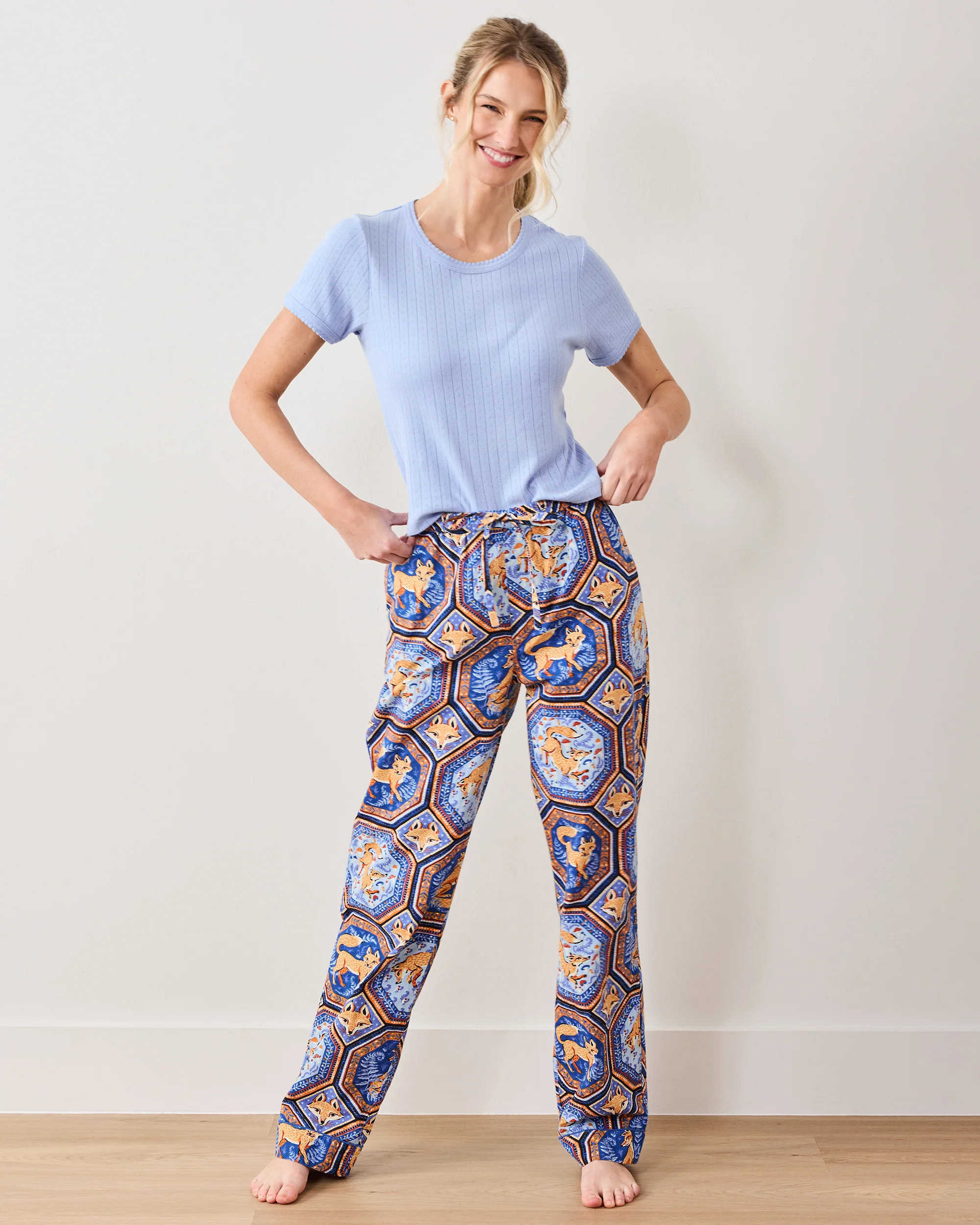 Fancy Fox - Tall PJ Pants - French Blue - Printfresh | Printfresh