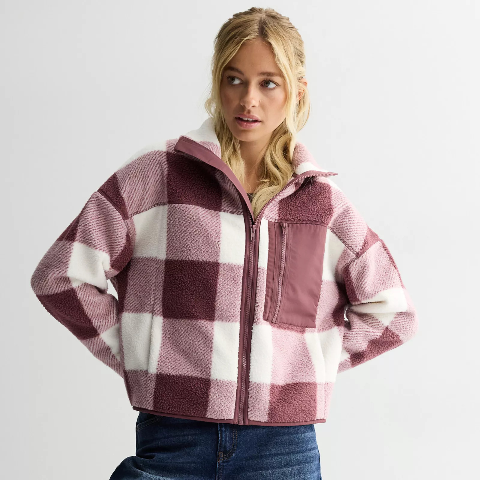 Juniors' SO® Full-Zip Pocket Teddy Fleece Jacket | Kohl's