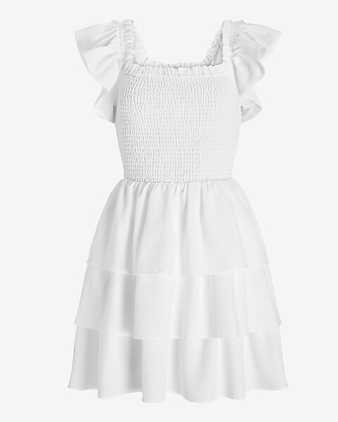 Smocked Ruffle Off The Shoulder Dress | Express