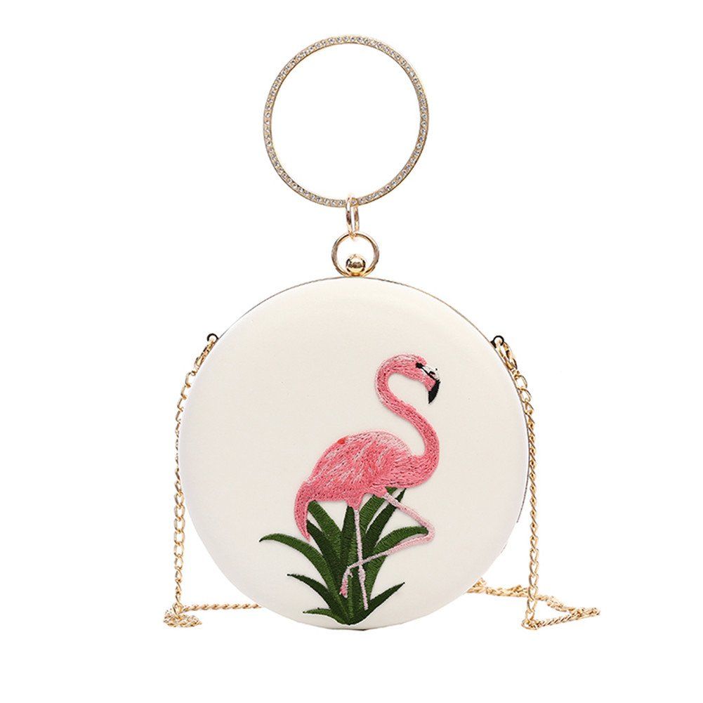 MGH Flamingo Embroidery Round Women Clutch Out Evening Party Bag | Amazon (US)