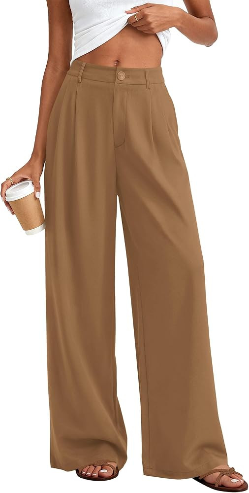 KIRUNDO Wide Leg Pants for Women 2026 Summer Flowy Polka Dot Trousers | Amazon (US)