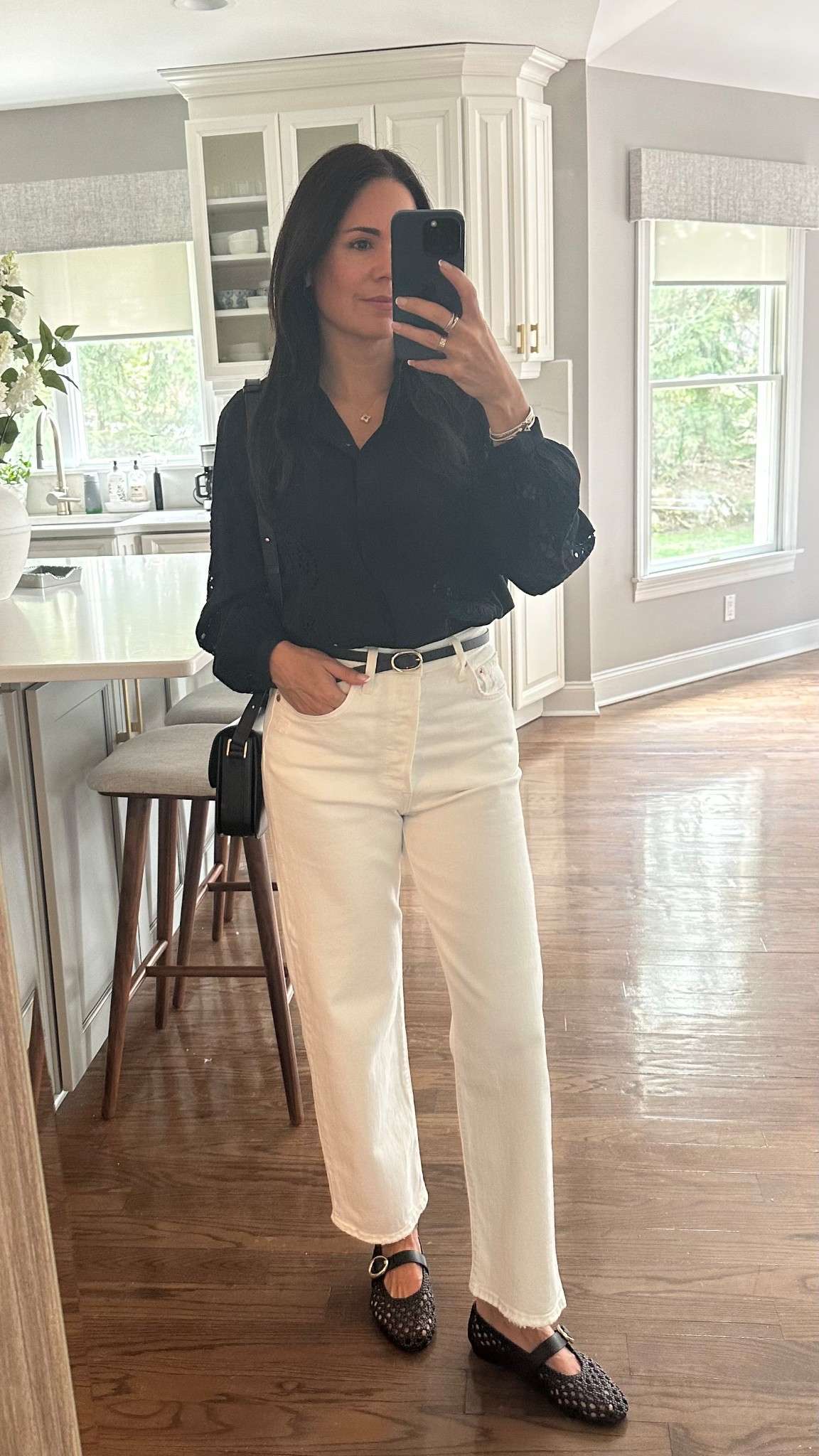 White jeans, embroidered shirt, woven Mary Jane shoes

#LTKOver40 #LTKSeasonal #LTKSaleAlert