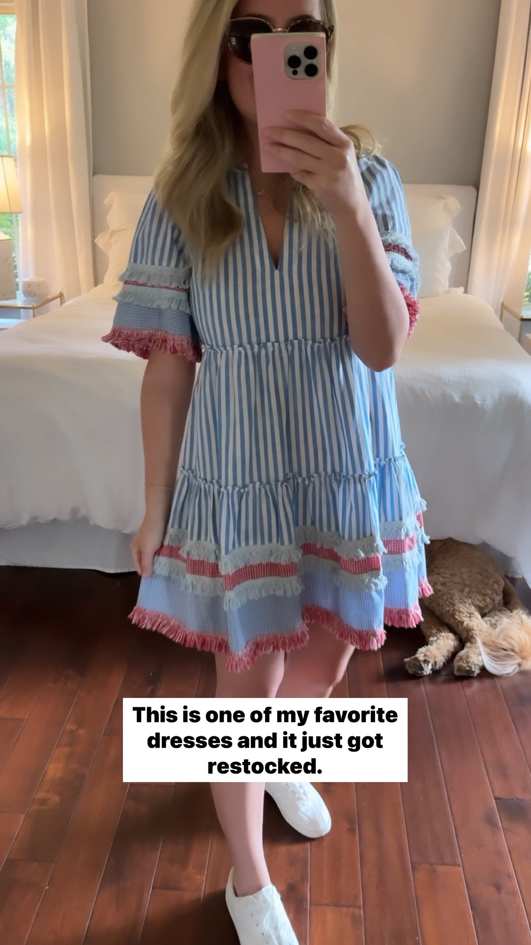 red white and blue dress of my dreams! I’m wearing size XXS but honestly have gained weight since last summer and XS would fit better through the chest/ shoulders! 🫶🏻 #tuckernucking #memorialdayoutfit 