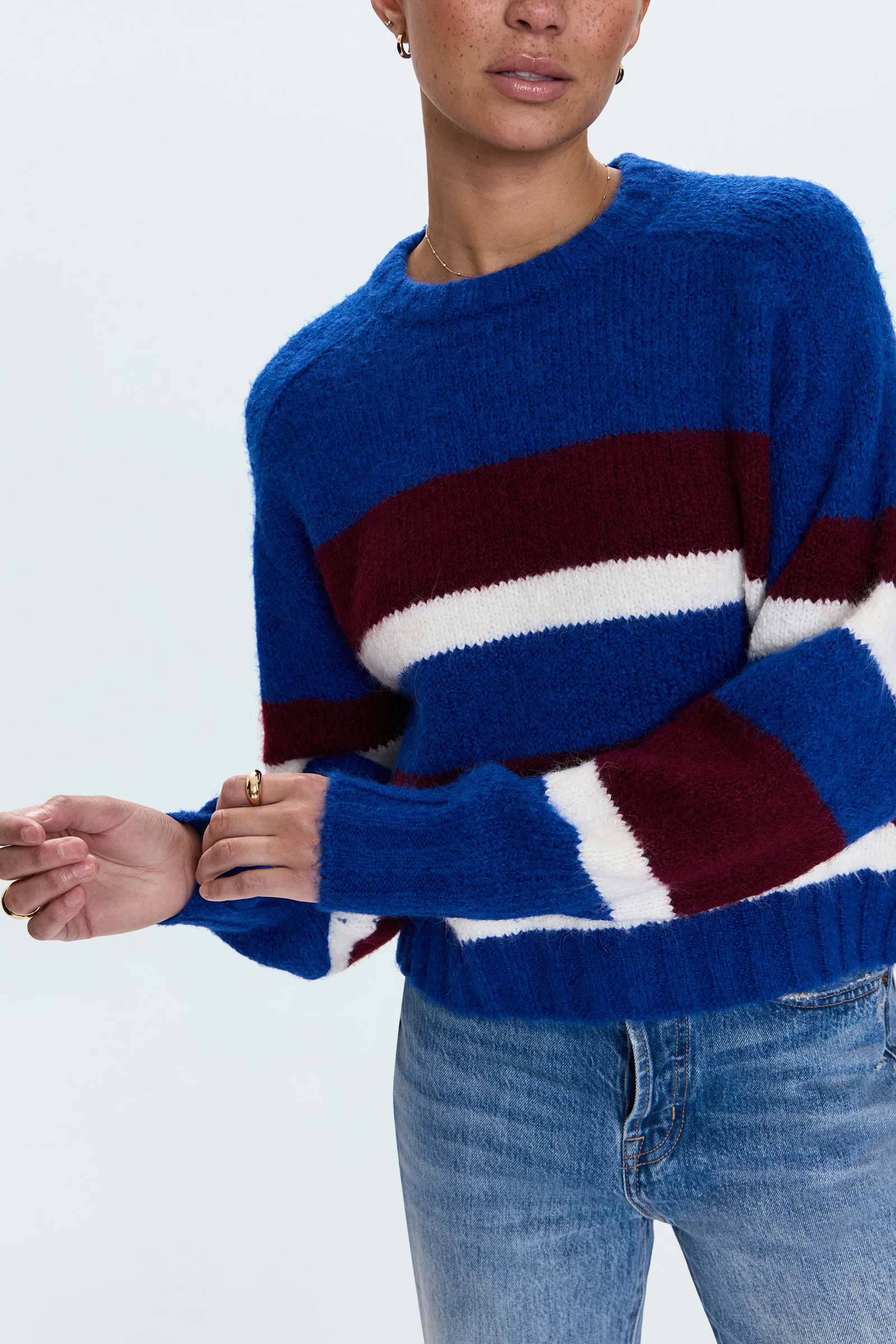Adina Sweater - Azure Claret Stripe | Pistola Denim