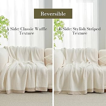 Amélie Home Chenille Waffle Throw Blanket for Couch, Reversible Soft Cozy Knit Blanket Lightweig... | Amazon (US)