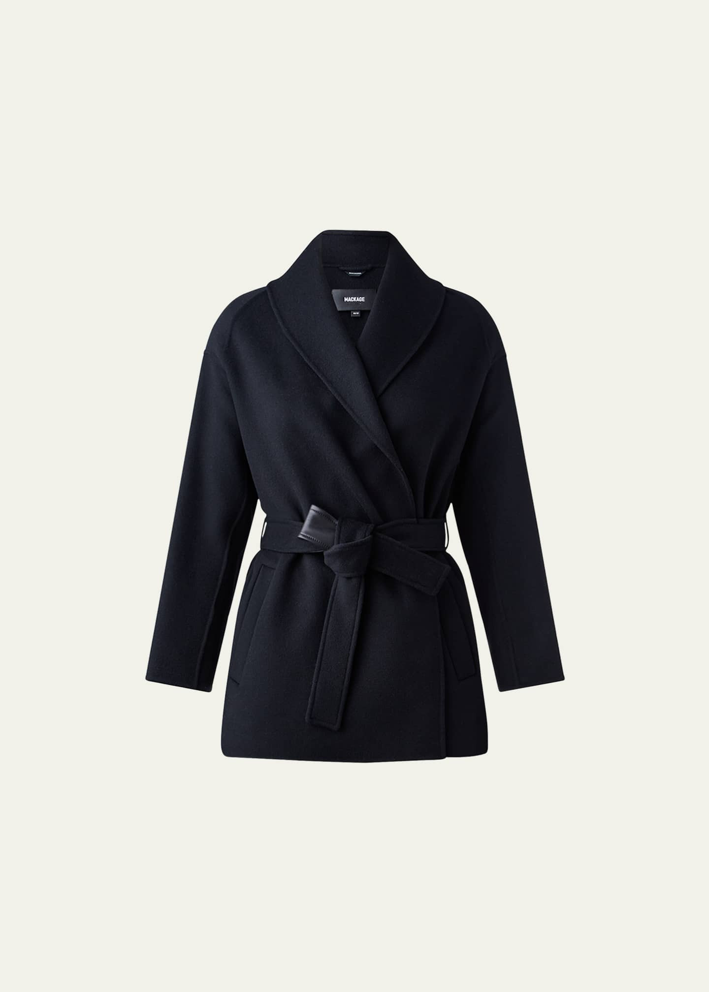 Mackage Tyra Double-Face Wool Wrap Coat with Tie Belt | Bergdorf Goodman
